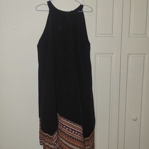 SHEIN Black Midi Dress with Colorful Hem